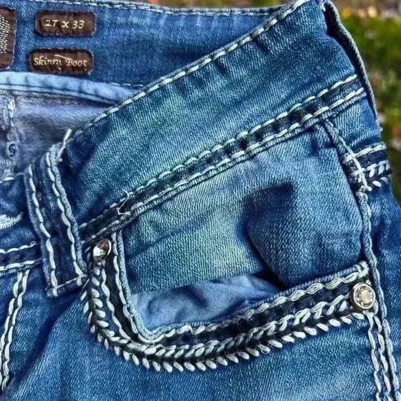 Dryad Women's 27x33 Skinny Boot Cut Rhinestone Western Rodeo Denim Jeans - Picture 8 of 9